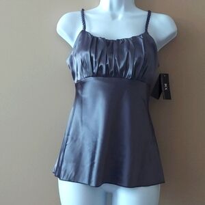Charmeuse ruched bodice baby-doll camisole - dark silver grey - size S